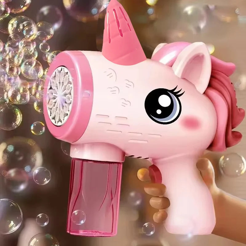 Unicorn Automatic Bubble Machine - Battery-Powered Bubble Gun for Kids Parties & Outdoor Play