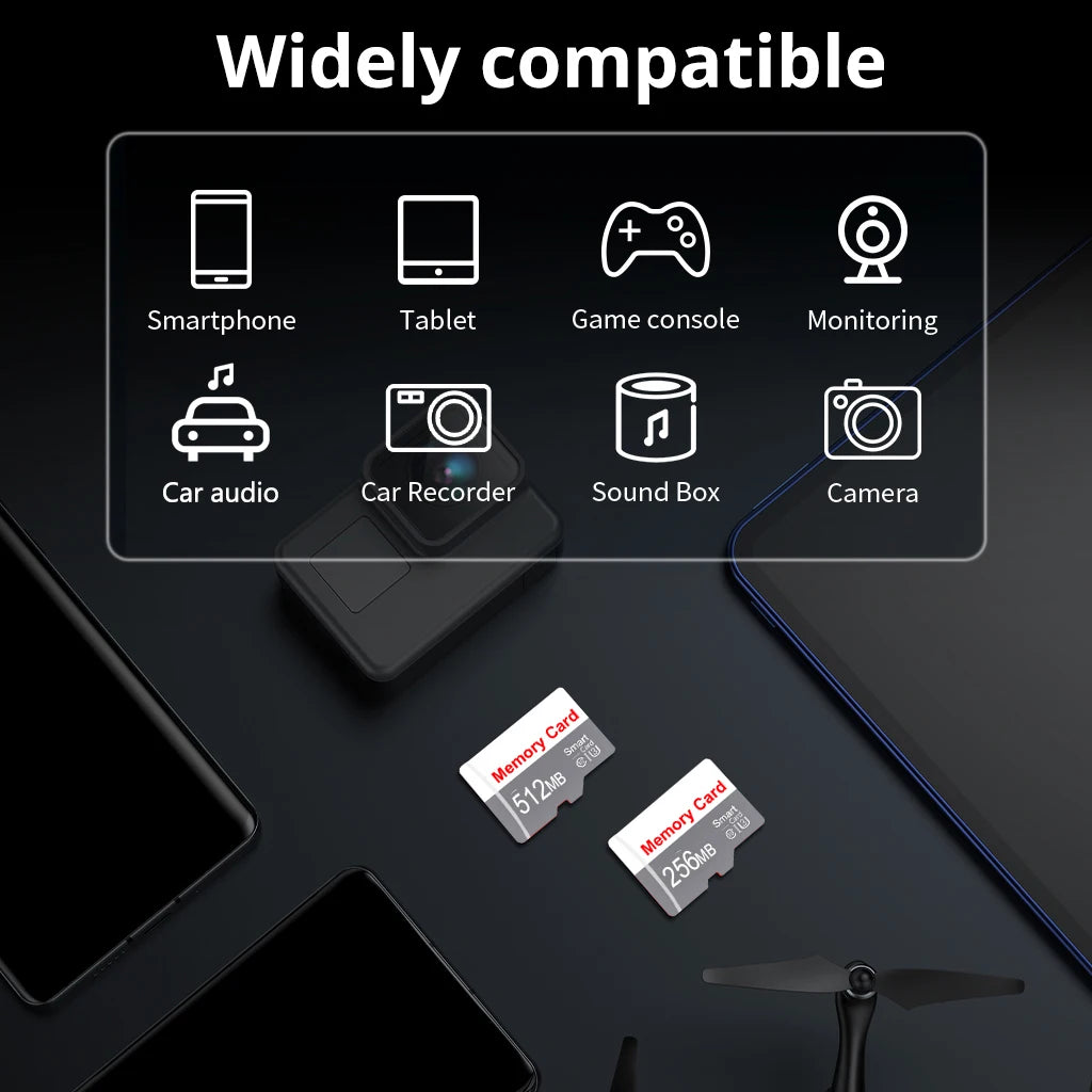 TF / Micro SD Memory Card 64MB 128MB 256MB 512MB Class 10 U3 V30 High-Speed for CCTV Camera Phone Tablet