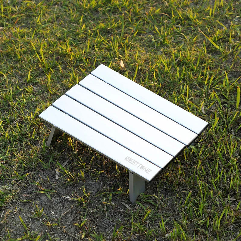 Lightweight Mini Roll-Up Aluminum Table – Portable Foldable Camping, Backpacking, Picnic, Fishing & BBQ Table