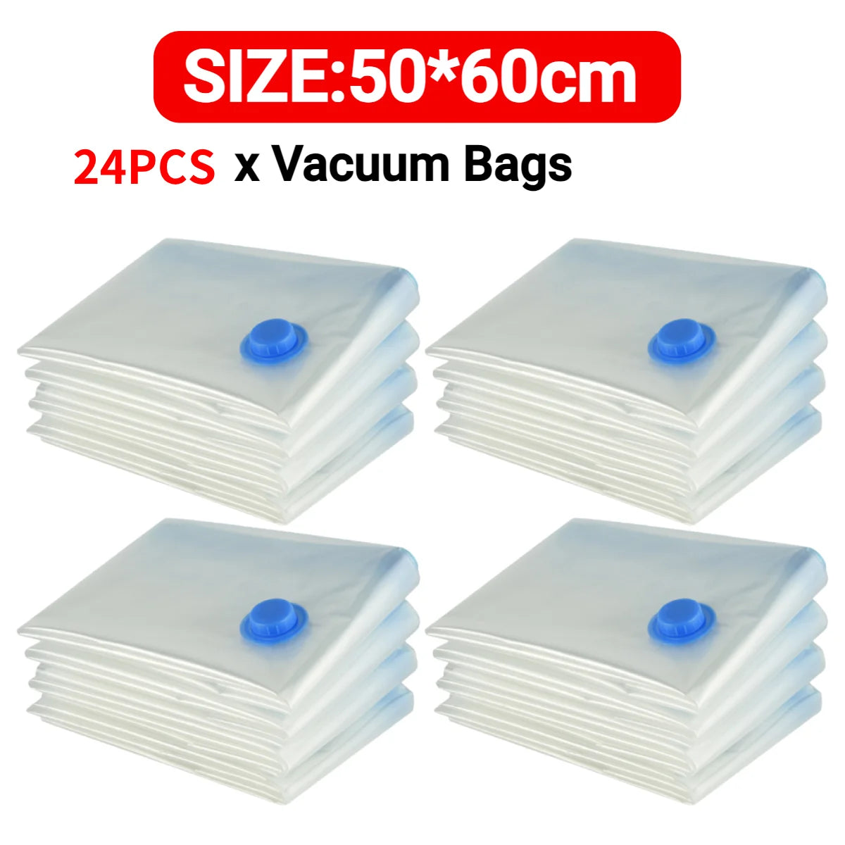 7 Sizes Reusable Vacuum Storage Bags with Hand Pump – Space-Saving Compression Bags for Clothes, Blankets & Bedding