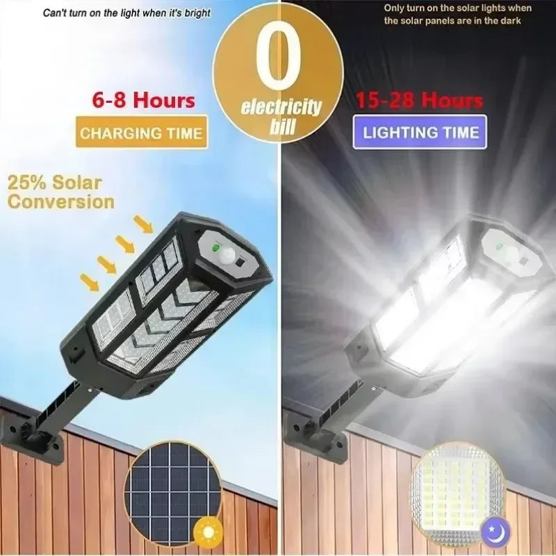 500 m² (5,382 sq ft) Solar Motion Sensor Wall Light — Outdoor Waterproof LED Solar Lamp with Remote for Garden, Patio, Driveway