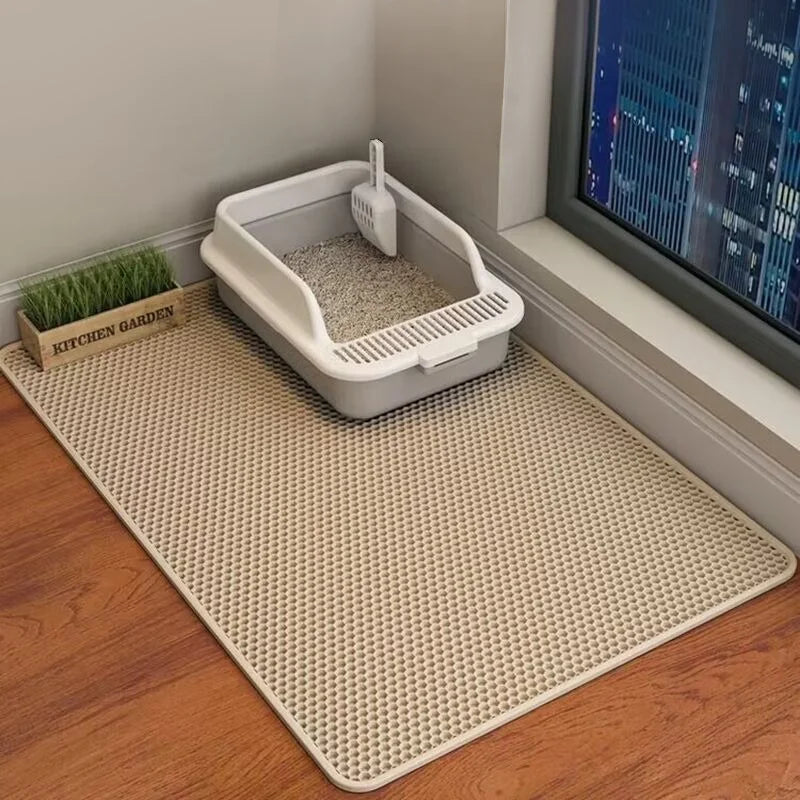 60 x 90 cm (24 x 35 in) Waterproof Double-Layer Cat Litter Mat – Non-Slip Washable EVA Pet Litter Tray Pad