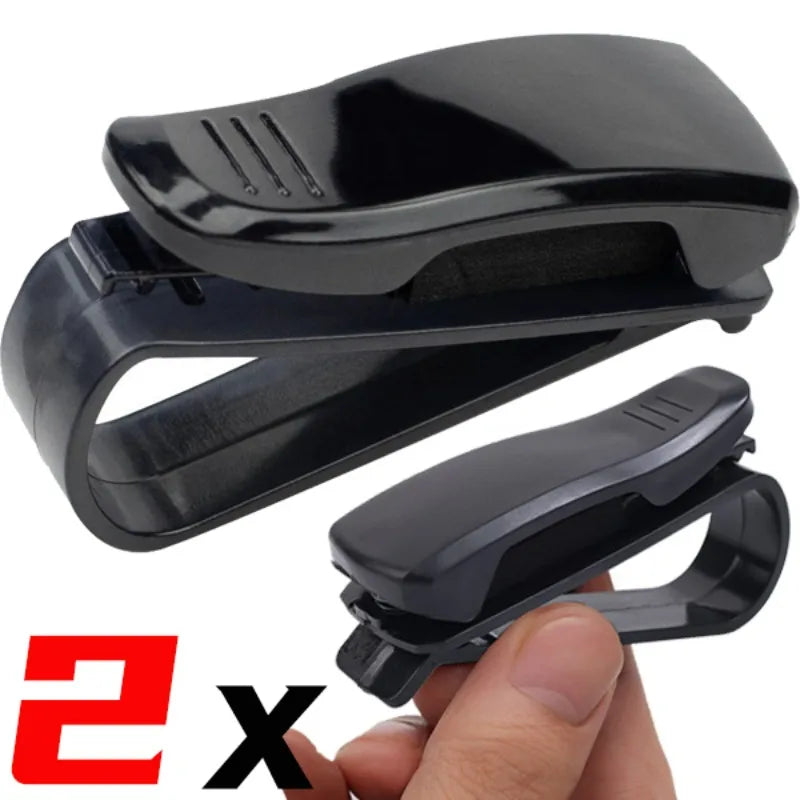 Universal 180° Rotating Car Sunglasses Clip Holder – Dual-Buckle ABS Sunglass & Card Organizer