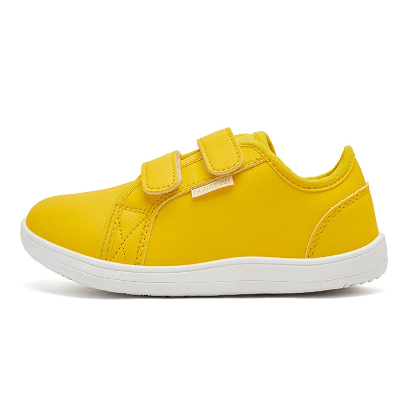 Kids Barefoot Shoes – Minimalist Wide-Toe Lightweight Sneakers with Hook & Loop PU Leather Upper