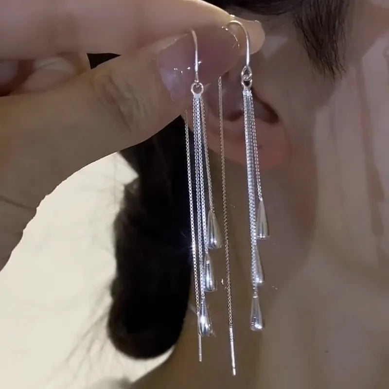 Crystal Water Drop Tassel Earrings - Colorful Long Bridal & Party Drop Earrings for Women