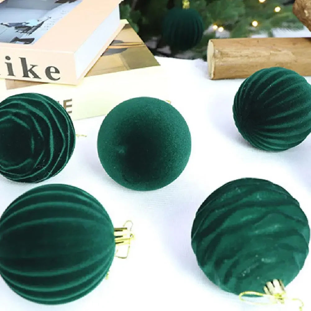 12-Pack 6 cm (2.36 in) Flocked Velvet Christmas Tree Ornaments – Hanging Baubles for Holiday Home Decor