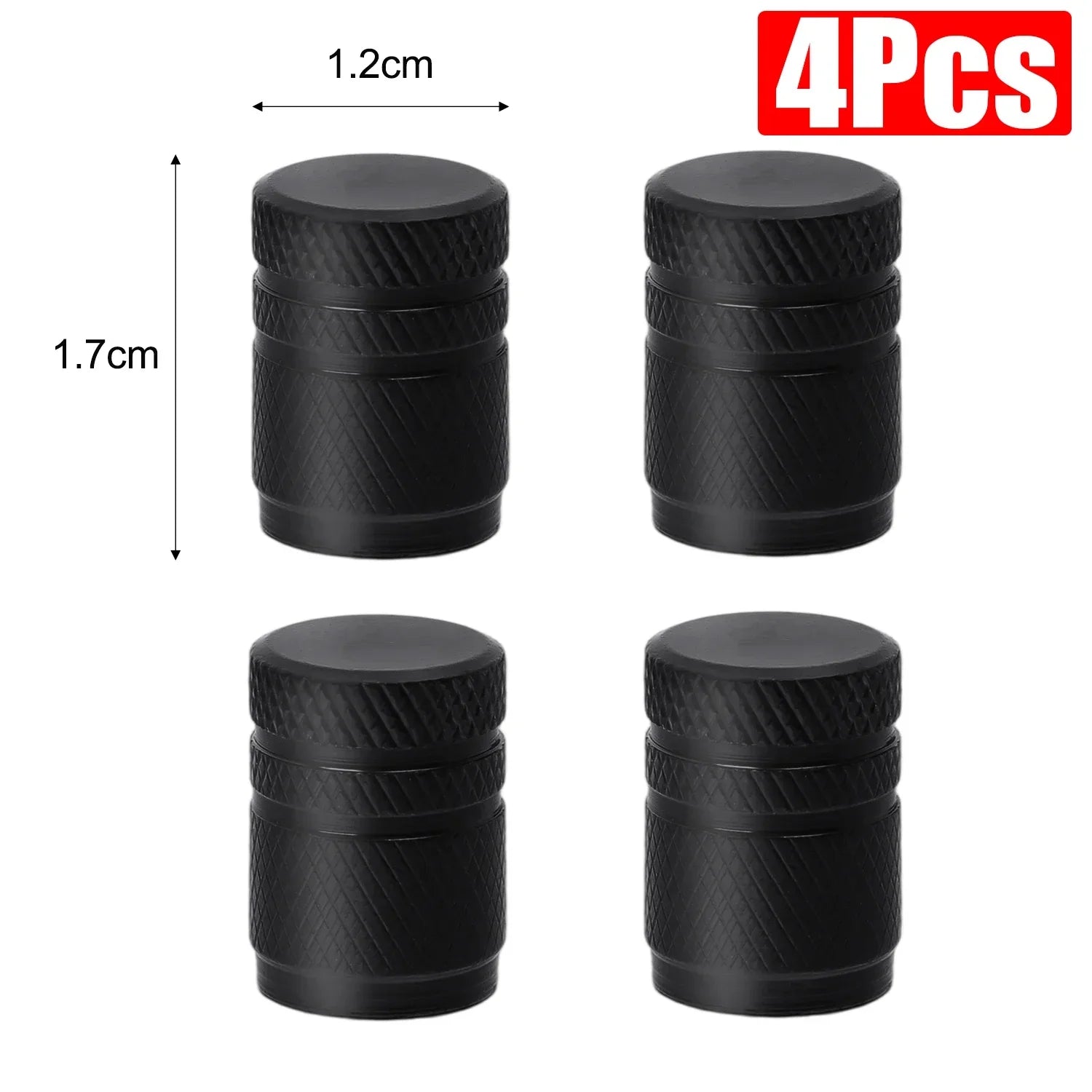 Aluminum Tire Valve Stem Caps Universal Dual-Tone Black/Silver - 4-Pack