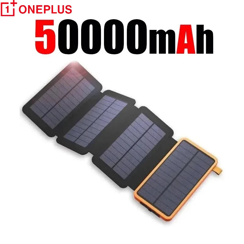 200000mAh Solar Power Bank with Folding Solar Panel Portable Waterproof Fast Charger Dual USB & USB-C for Camping