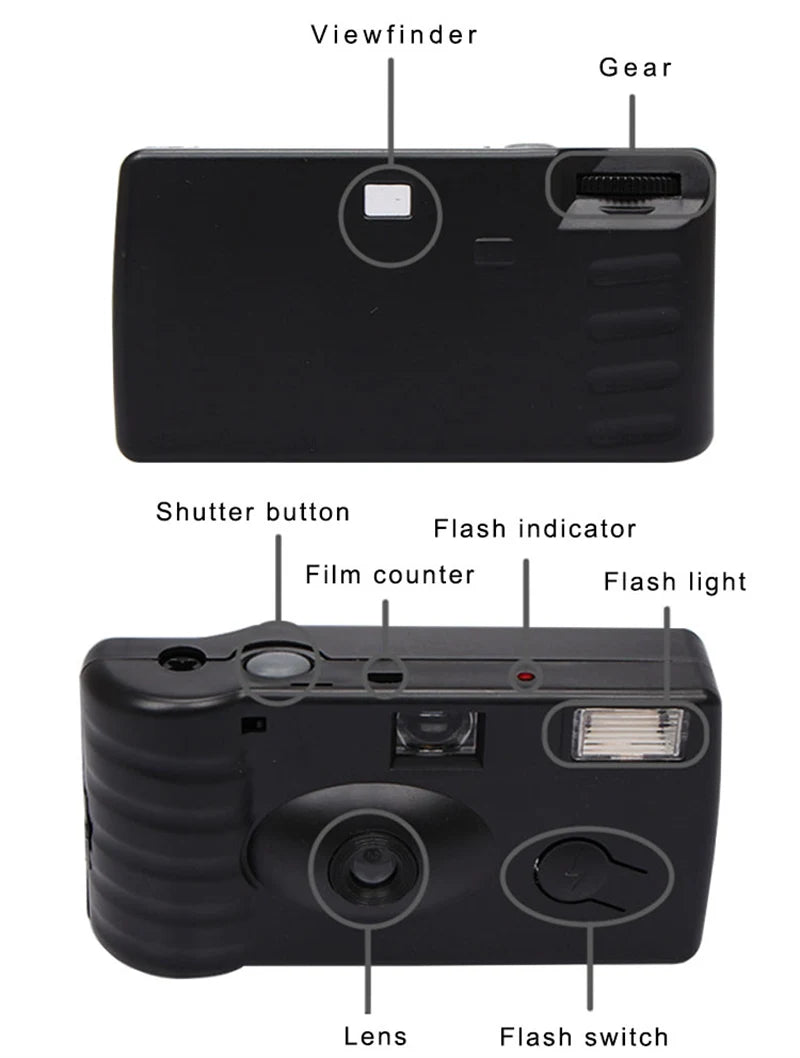 Disposable 35mm Film Camera with Flash - Vintage Single-Use 12-Exposure for Weddings & Parties