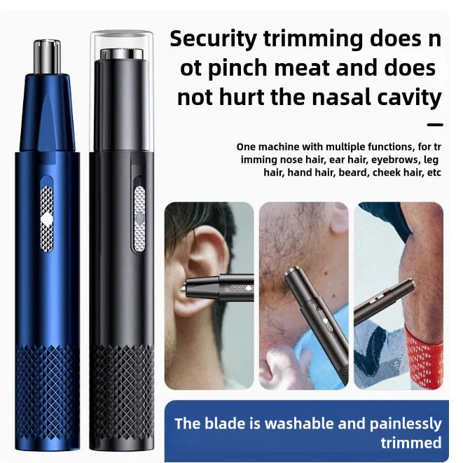 Electric Rechargeable Nose & Ear Hair Trimmer for Men Safe Cordless Facial and Beard Grooming