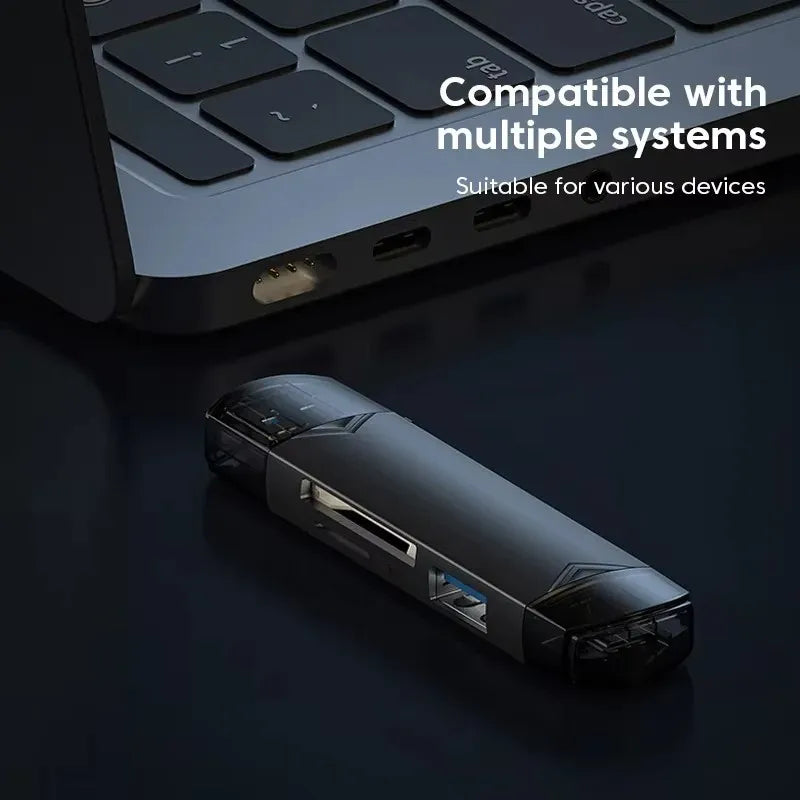 6-in-1 USB-C OTG Card Reader & USB 3.0 Flash Drive Adapter — SD / TF / MicroSD for Phone, Tablet, Laptop