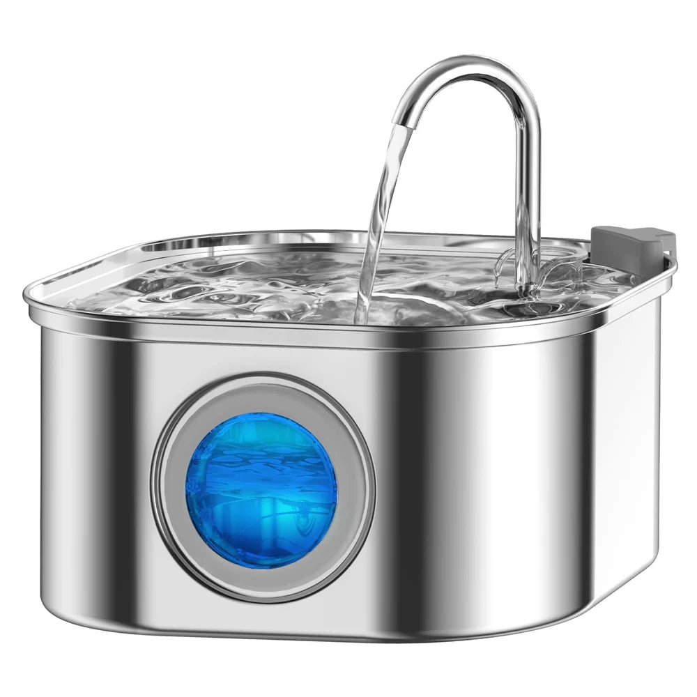 3.2L Stainless Steel Automatic Pet Water Fountain with Visual Window – Cat & Dog Water Dispenser