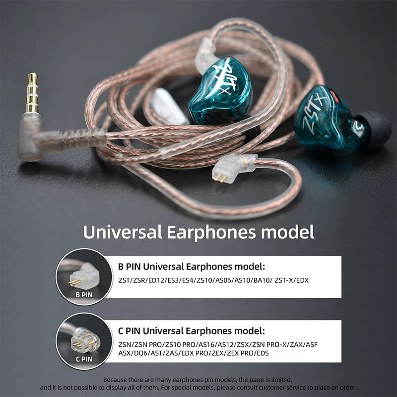 Oxygen-Free Copper (OFC) Flat 120cm Headphone Upgrade Cable — Replacement Cable for Detachable IEM Earphones