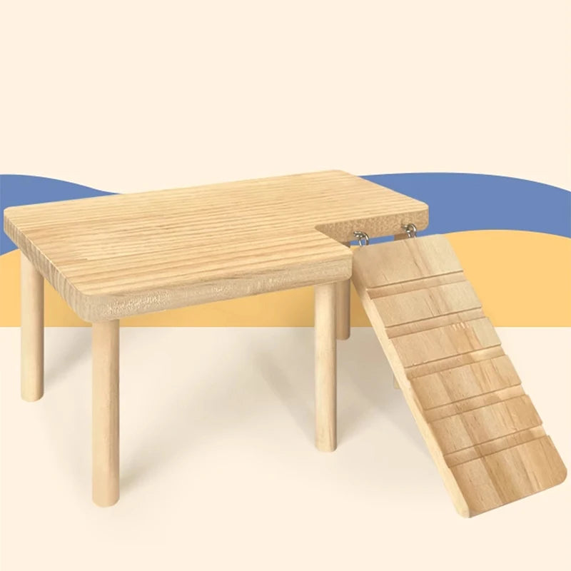 Hamster Wooden Ladder Platform Small Pet Climbing Toy for Cage, Jumping Board & Stairs
