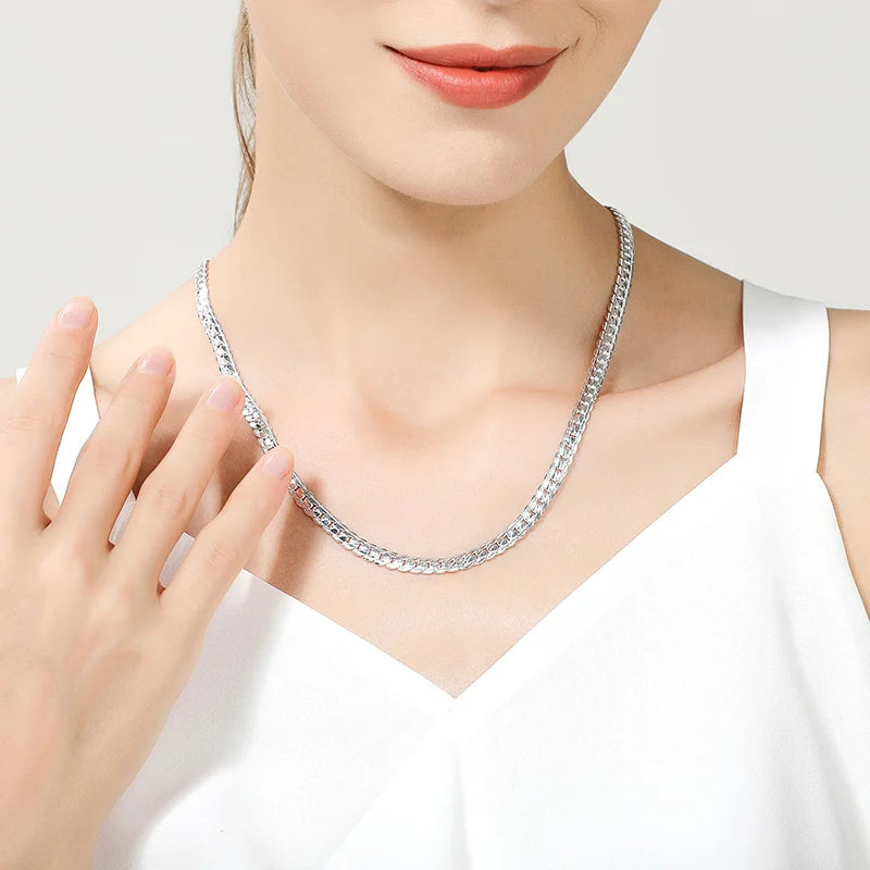 6mm Sideways Necklace — 925 Sterling Silver, Gold or Silver Color, 8/18/20/24 in (20.3/45.7/50.8/61.0 cm) Chain, Wedding & Engagement Jewelry
