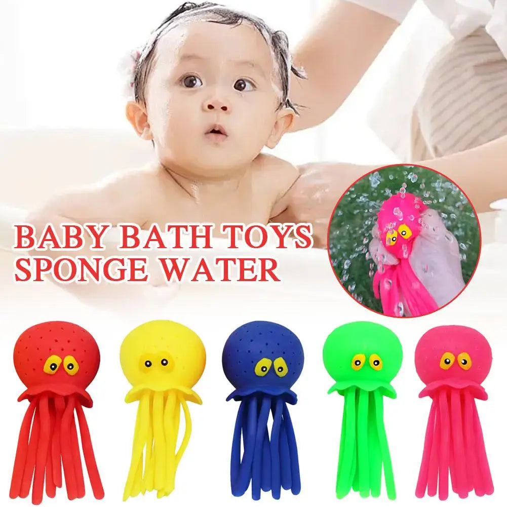 Octopus Bath Squirter Toy for Toddlers – Water Absorbing Sponge Bath Toy for Kids, Available in 1/2/3/5-Pack