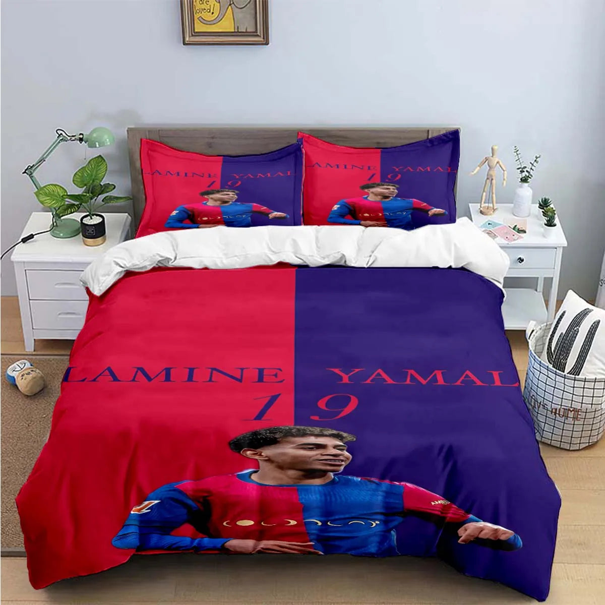 3-Piece Football 3D Print Microfiber Duvet Cover Set with Pillowcases – Soft Hypoallergenic Bedding