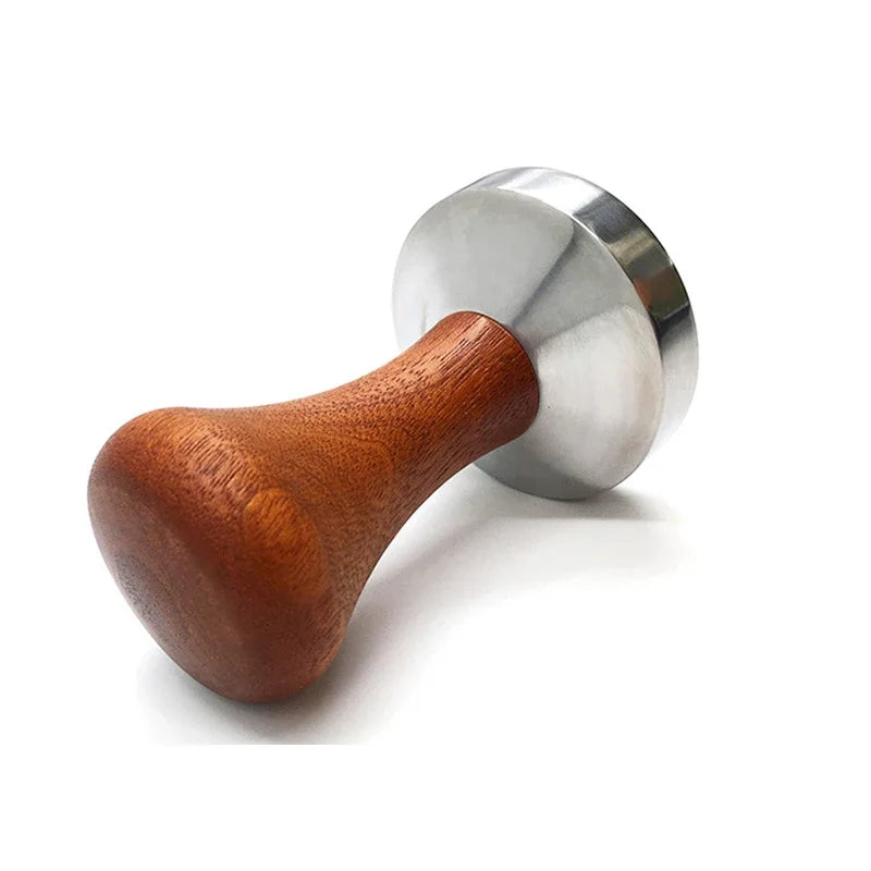 Espresso Tamper and Distributor 51/53/58 mm (2.01/2.09/2.28 in) Aluminum Flat Base with Wood Handle