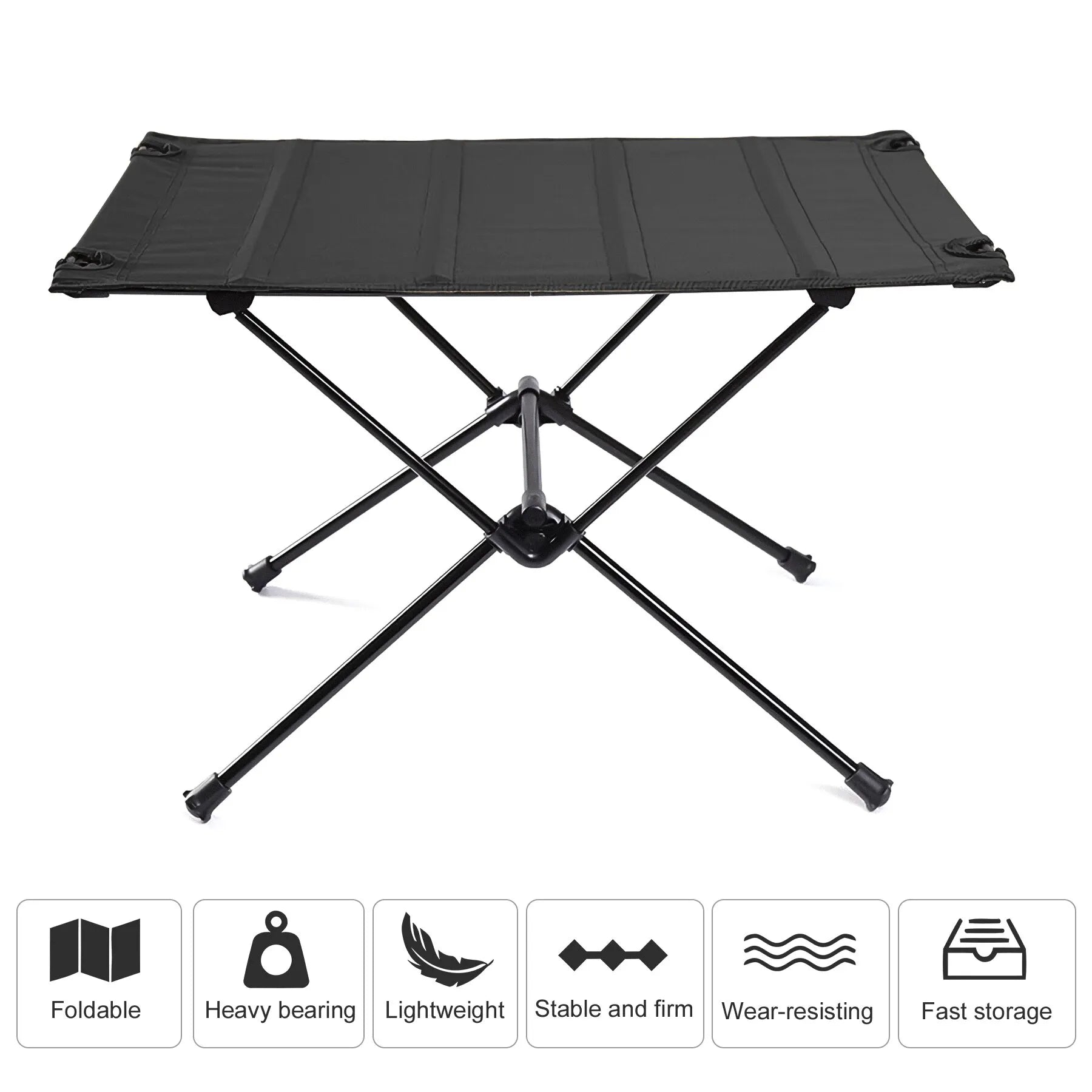 Lightweight Roll-Up Camping Table 1680D Oxford Top Aluminum Alloy Foldable Portable Picnic Table 23.6 x 15.7 x 15.5 in (60 x 40 x 39.5 cm)
