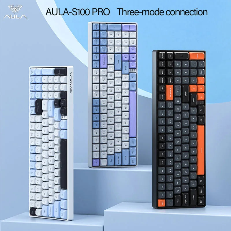 Wireless Mechanical Keyboard - 3-Mode (Wired/2.4GHz/Bluetooth), 100-Key Hot-Swap RGB PBT Keycaps, 4000mAh
