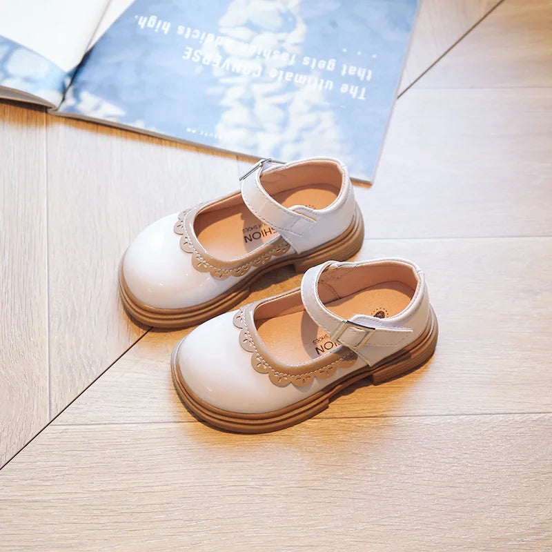 Breathable Kids PU Leather Non-Slip Soft Sole Party Flats for Girls Toddler Princess Dress Shoes Sizes 23-34