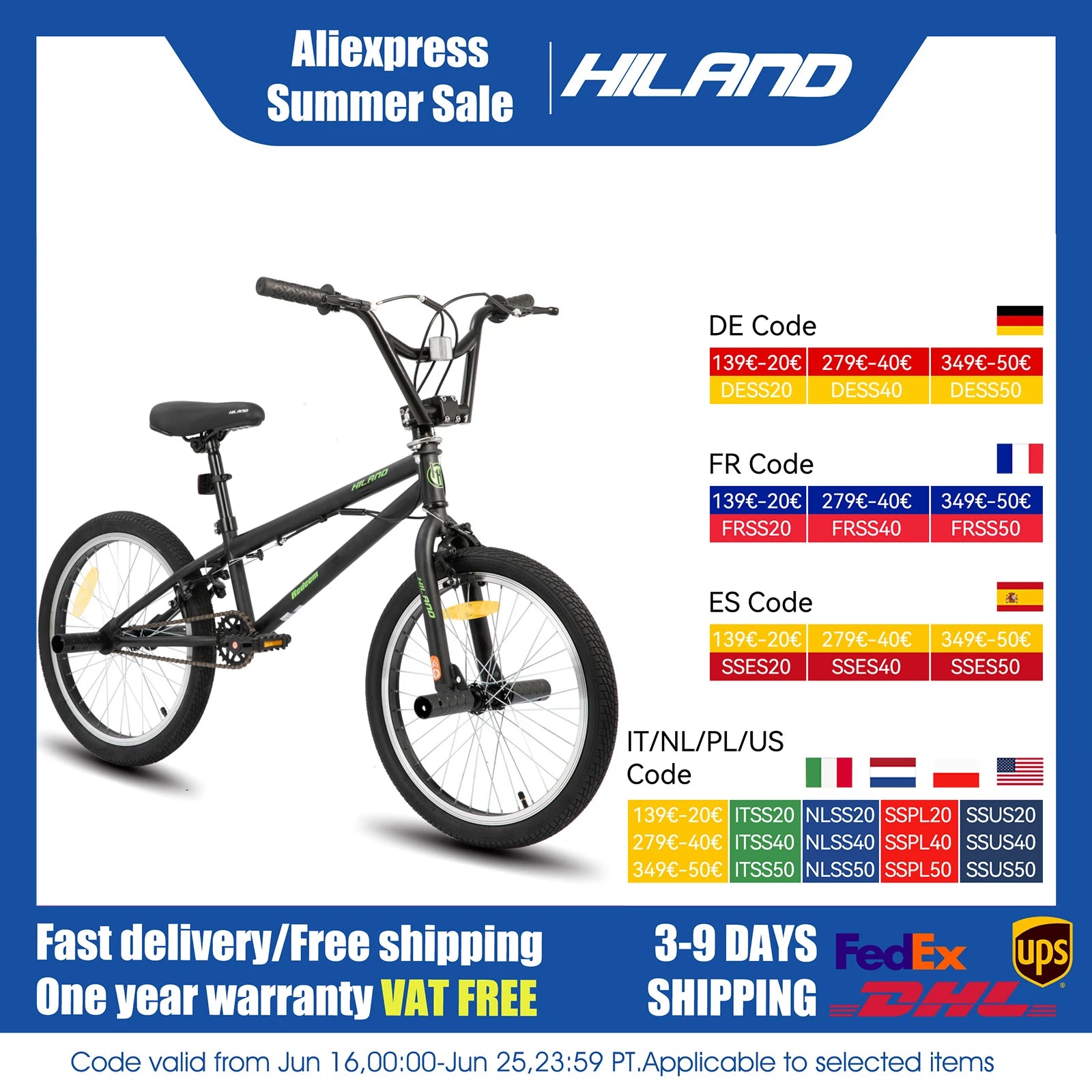 20-Inch (500 mm) Kids Freestyle BMX Bike with 360° Rotor & 4 Pegs — 19.75-inch Top Tube, Double U-Brakes