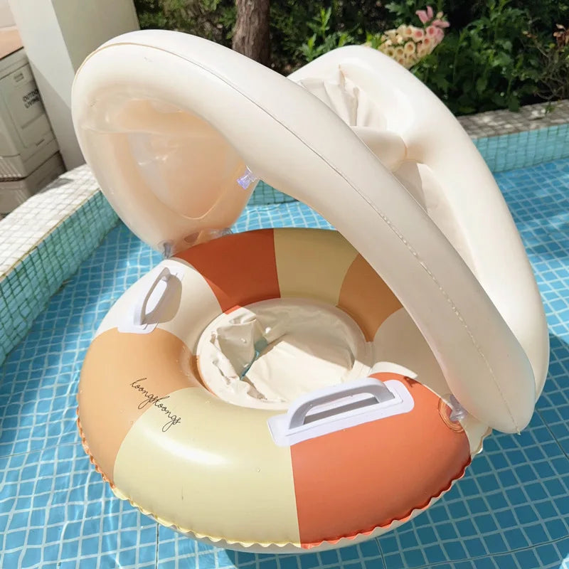 Kids Inflatable Swim Ring Float Pants – Retro Striped Pool Tube Seat for Ages 3-6