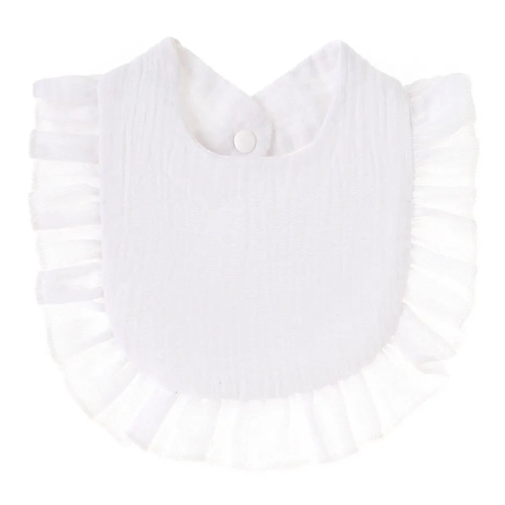 Ruffle Edge Cotton Gauze Baby Bib & Burp Cloth - Lace Saliva Bib for Infants 1-3 Years