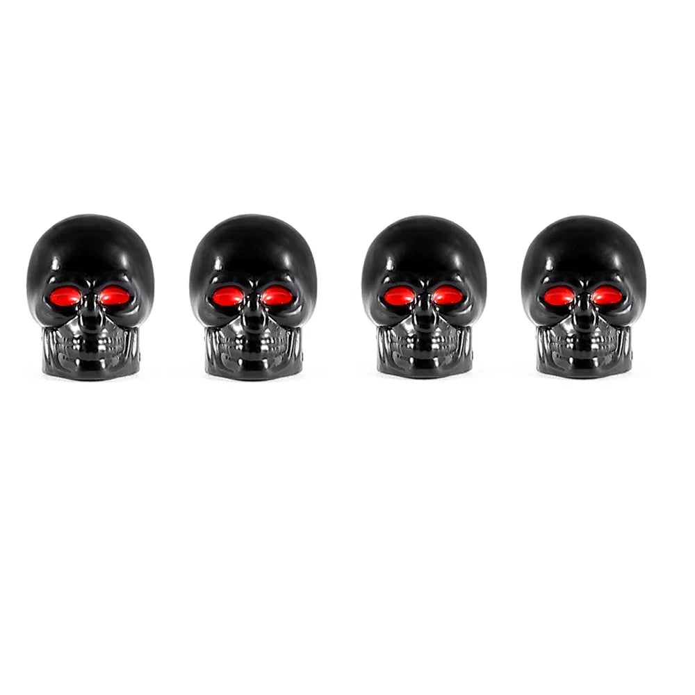 Skull Valve Stem Caps 4-Pack ABS Chrome Tire Valve Covers for Cars Motorcycles Bikes