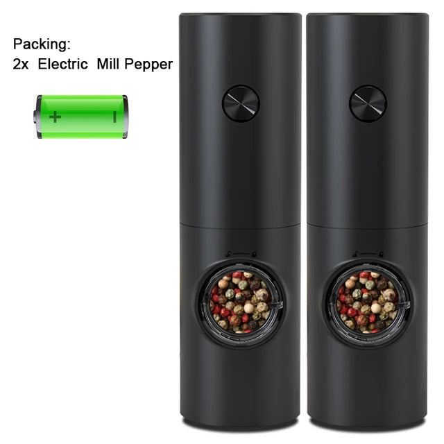 Electric Automatic Salt & Pepper Grinder Set — Battery-Powered Mill with LED Light & Adjustable Coarseness