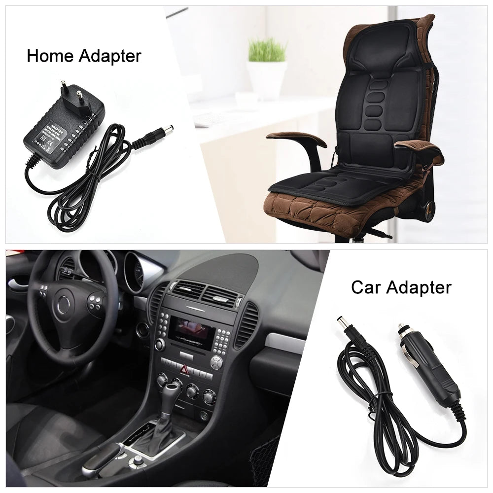 Electric Heated Vibration Massage Cushion for Neck, Back & Lumbar – Car and Home Seat Pad