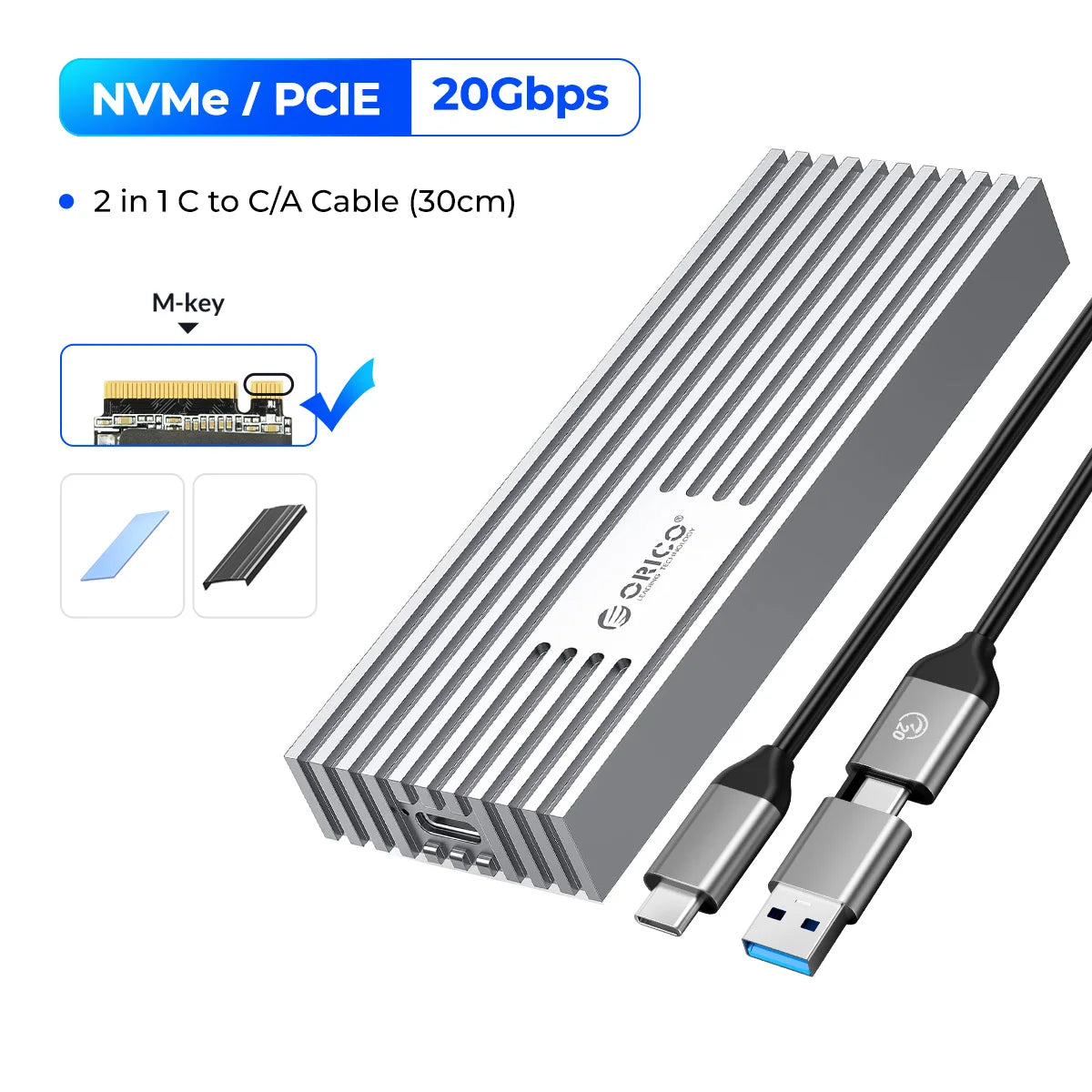 USB4 40Gbps NVMe M.2 SSD Enclosure — USB-C External PCIe 3.0 x4 Case (Thunderbolt 3/4 Compatible)