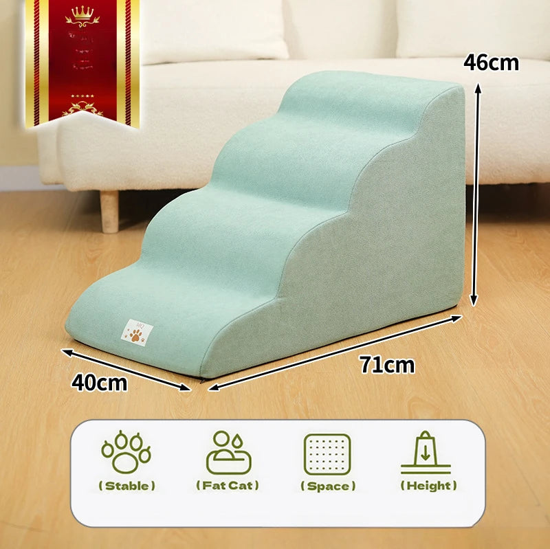 2- or 3-Step Memory Foam Pet Stairs — Removable Washable Cover Dog & Cat Ramp for Sofa and Training
