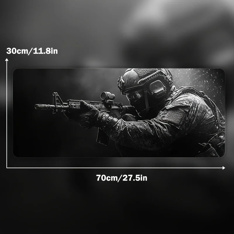 XXL Tactical Soldier Mouse Pad - Non-Slip Stitched Gaming Desk Mat for PC & FPS Gamers