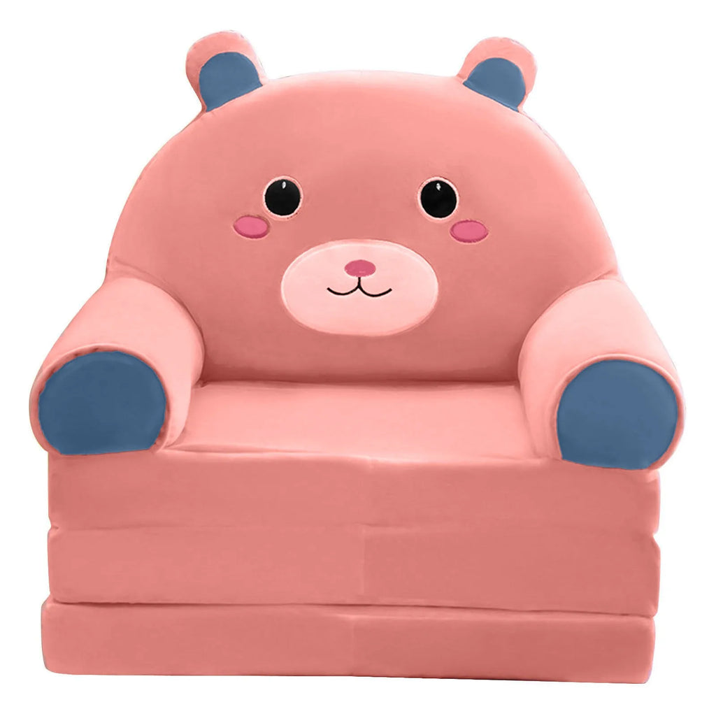 2-in-1 Foldable Plush Kids Sofa Bed – Cartoon Children's Fold-Out Chair for Nursery & Playroom