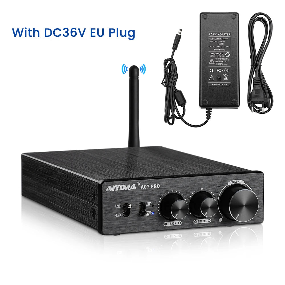 300W x2 Class D Hi‑Fi Stereo Power Amplifier with Bluetooth 5.2 AptX and RCA Inputs for Home Speakers