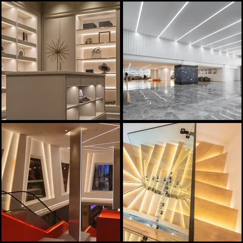 LED Aluminum Channel Profile 1m / 0.5m with Diffuser — Black/White/Clear Covers for 5050 & 5630 LED Strips, DC 12V, Warm/Natural/Cool White