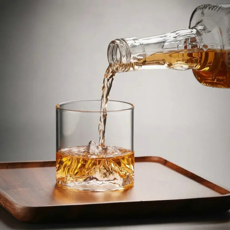 Snow Mountain 3D Glass Drinkware – Transparent Whiskey & Water Cup, Multipurpose, 180ml (6.1oz) & 300ml (10.1oz)