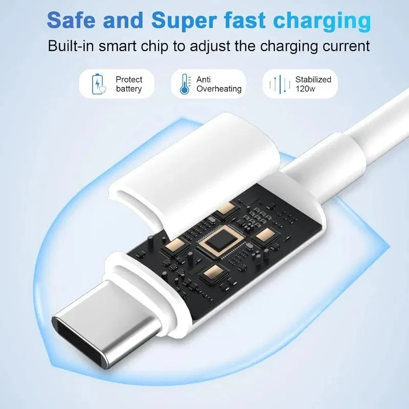 1/2/3 Pack 120W 10A USB-A to USB-C Fast Charging Cable, High-Speed Data Sync, Multiple Lengths (0.25–2 m / 9.8–78.7 in)