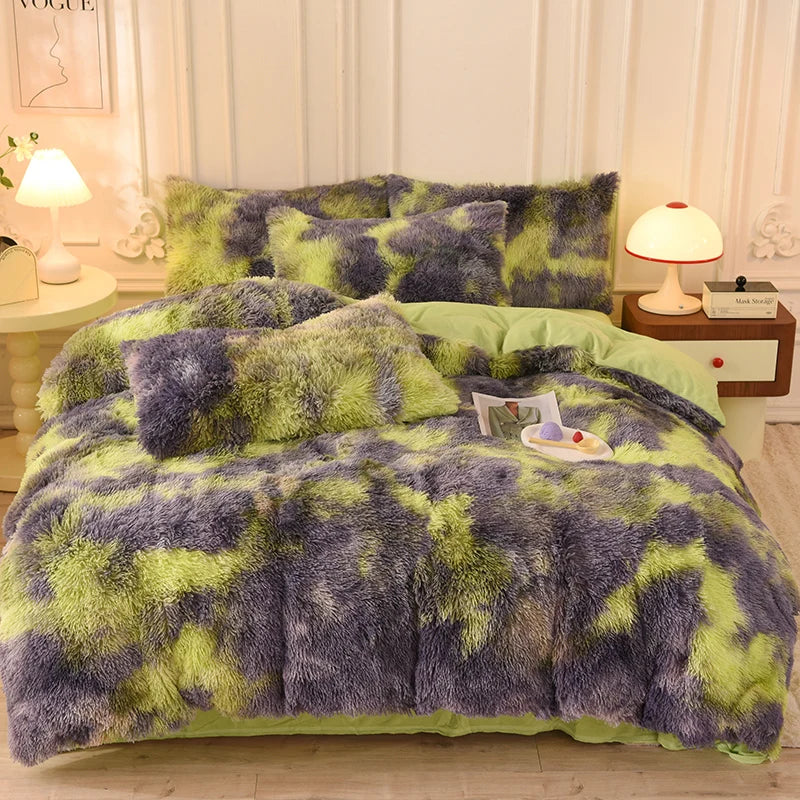 3-Piece Mink Velvet Coral Fleece Duvet Cover Set – Super Shaggy Warm Cozy Bedding with 2 Pillowcases, Multiple Sizes 150x200–220x240 cm (59x79–87x94 in)