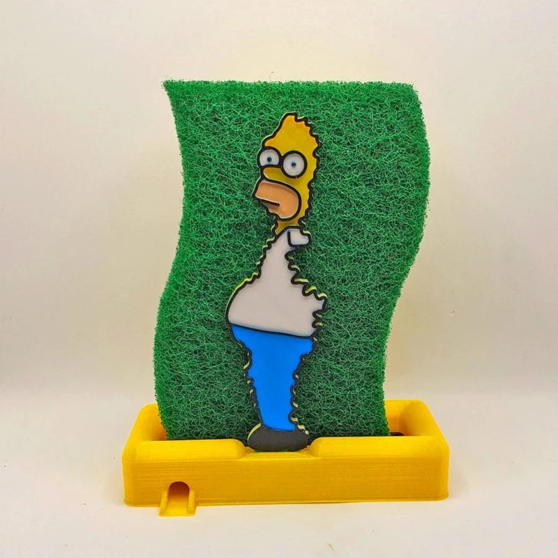 Auto-Draining Cartoon Sponge Holder - Funny Sink Sponge Caddy Drain Rack