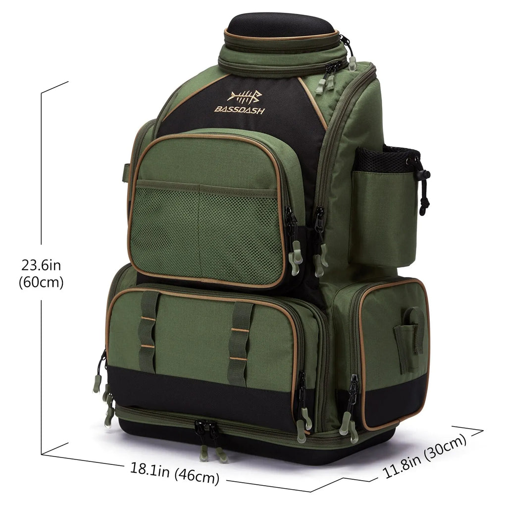 Lightweight Tactical Fishing Tackle Backpack with Soft Tackle Box and Rain Cover