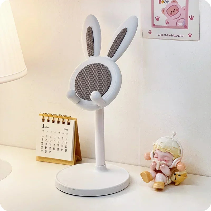 Cute Cartoon Bunny Adjustable Desktop Phone and Tablet Stand, Universal Smartphone Holder