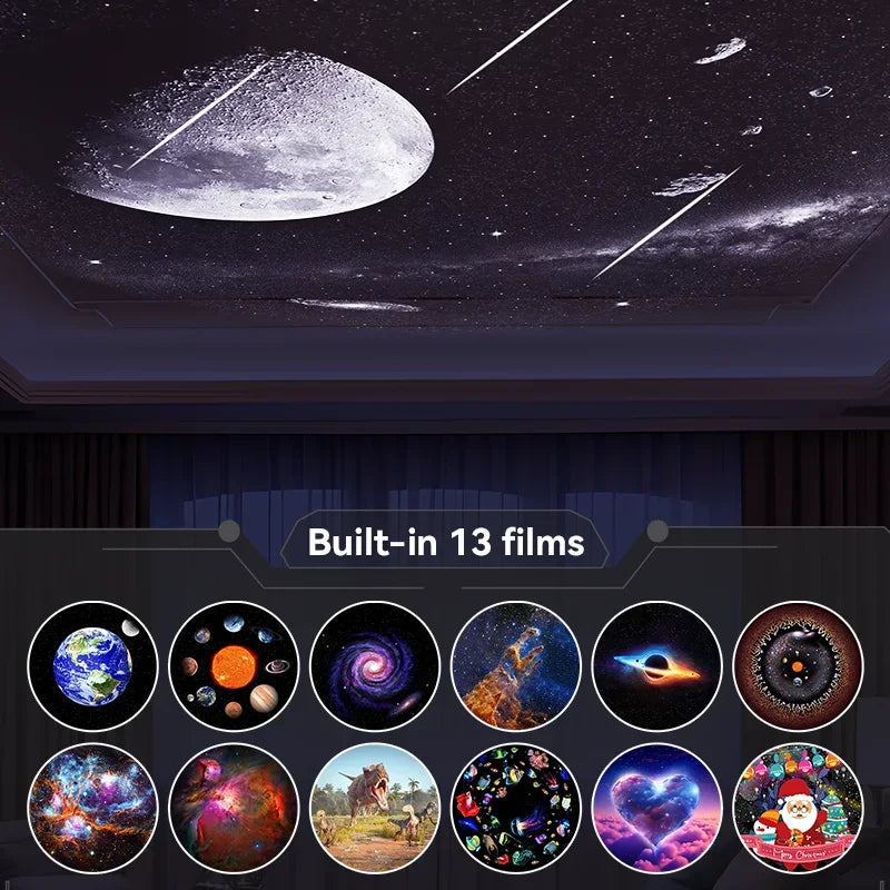 Galaxy Star Projector Night Light 12-in-1 Planetarium & Meteor Projector Rotary Space Ball USB Powered for Kids