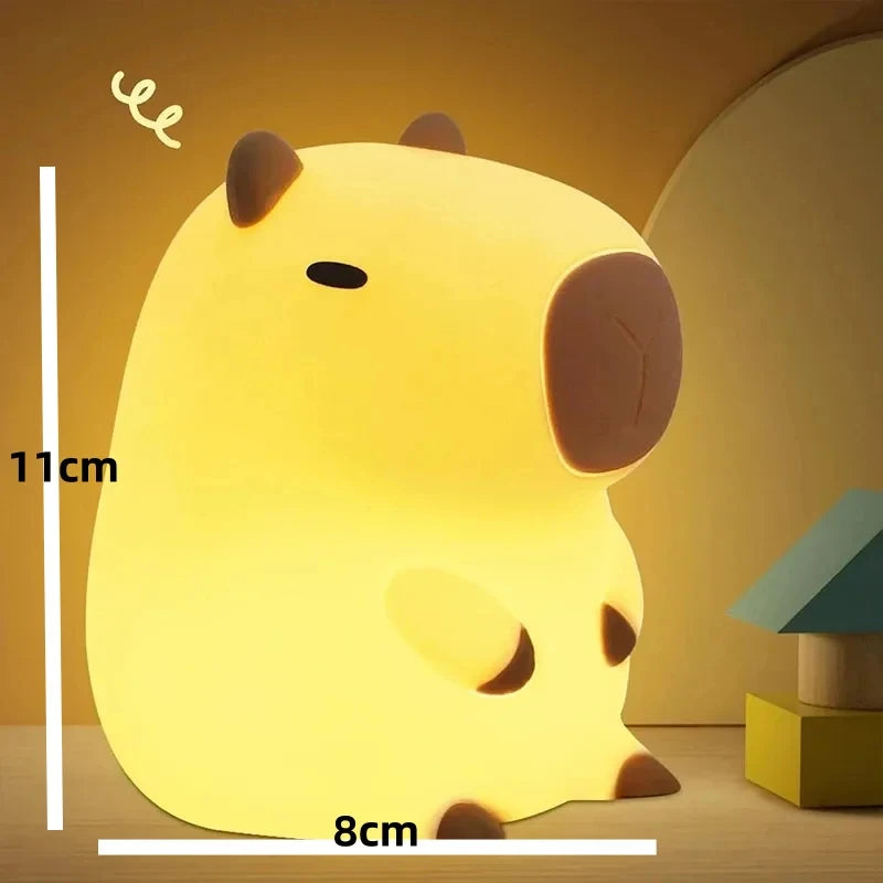 Capybara Silicone Night Light — Cute Cartoon LED Bedside Lamp for Kids, Nursery & Gifts
