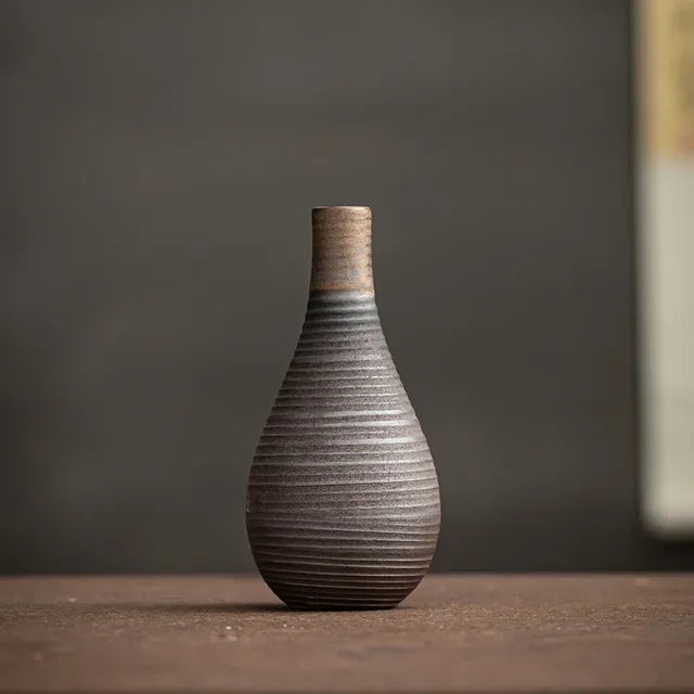 Handmade Antique Ceramic Vases - Modern Minimalist Tabletop Vase for Living Room, Shelf & Mantel