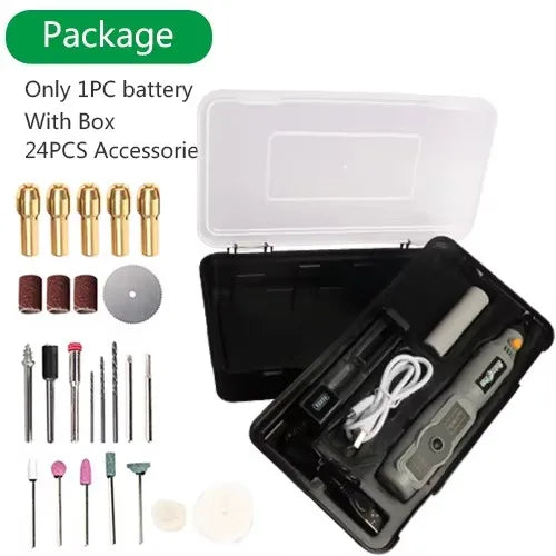 10W USB Cordless Mini Rotary Tool, 3-Speed Rechargeable Engraver & Mini Drill for DIY Woodworking & Crafts