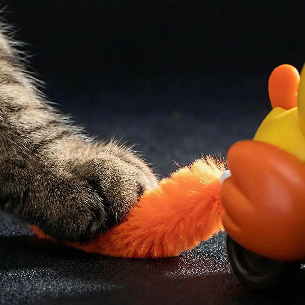 Interactive Plush Bird Cat Toy — Pull-String Wind-Up Tail Teaser, Battery-Free Indoor Cat Toy