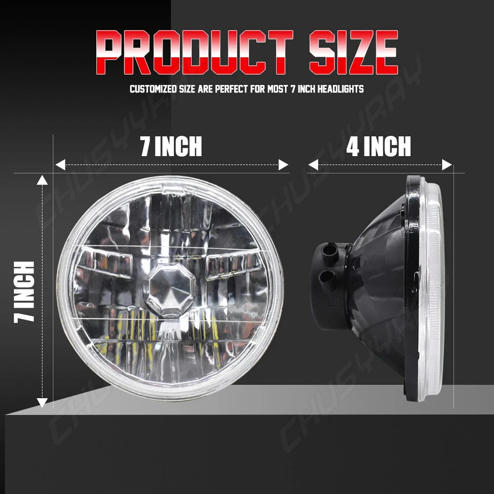 7-Inch (178 mm) Round LED Headlight Pair - 12V H4 6500K 20,000 lm Plug and Play