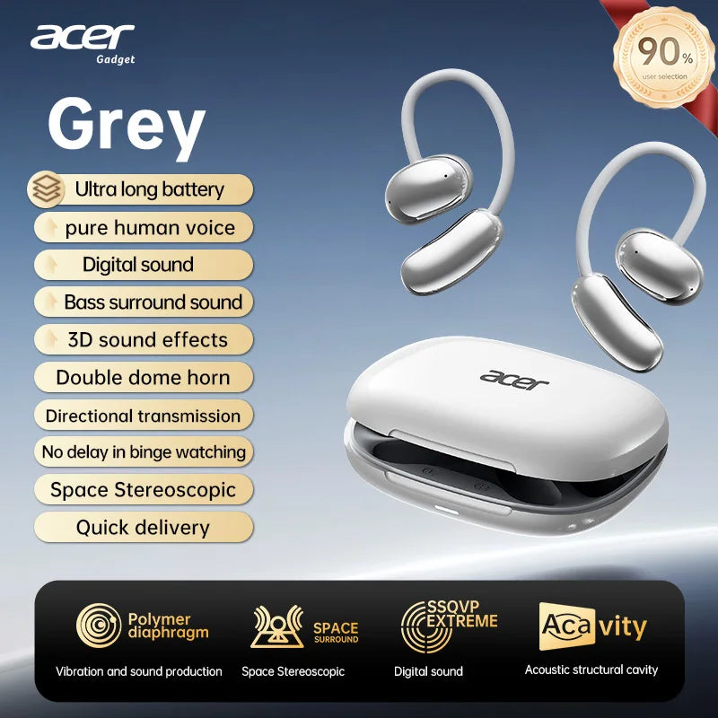 Over-Ear Wireless Headphones — Open Design, Bluetooth 5.4, HD Sound & Large Diaphragm, Noise-Reducing Mic, Secure Fit for Sports & Cycling